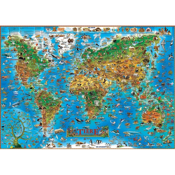 Stellanova Mapas infantiles Mapa ilustrado del mundo animal Dino