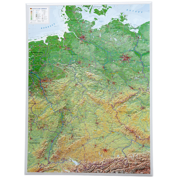 Georelief Alemania, grande, mapa en relieve 3D