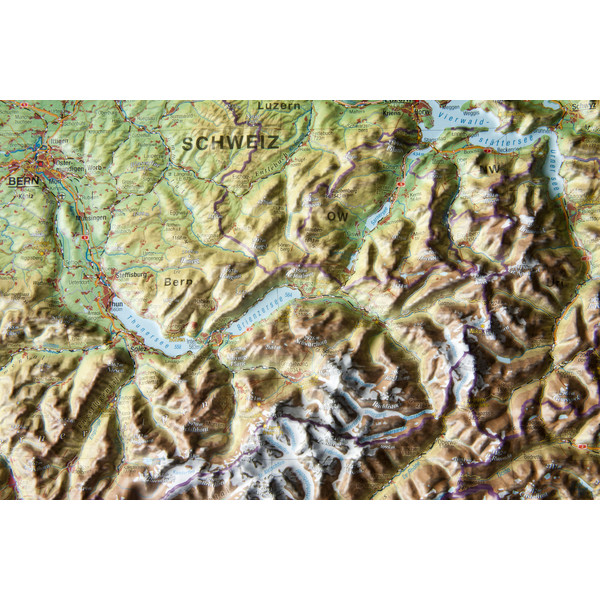 Georelief Suiza, grande, mapa en relieve 3D