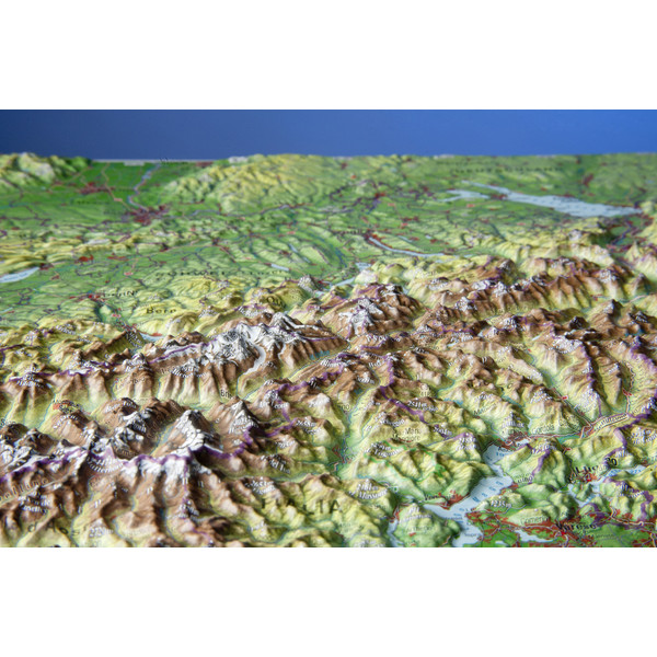 Georelief Suiza, pequeño, mapa en relieve 3D