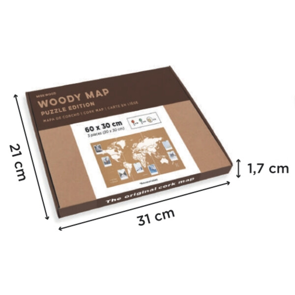 Miss Wood Mapamundi Puzzle Map M - White