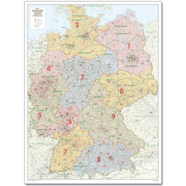 Bacher Verlag Mapa de Alemania con códigos postales, grande