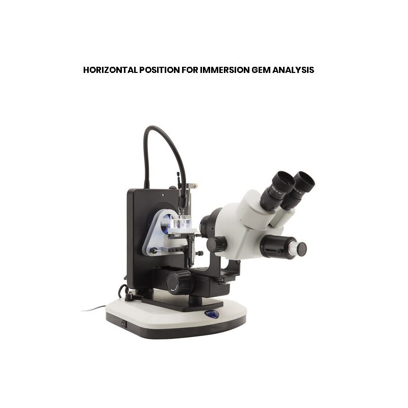 Optika Microscopio stereo zoom OPTIGEM-2, trinocular, gemología, trípode inclinable