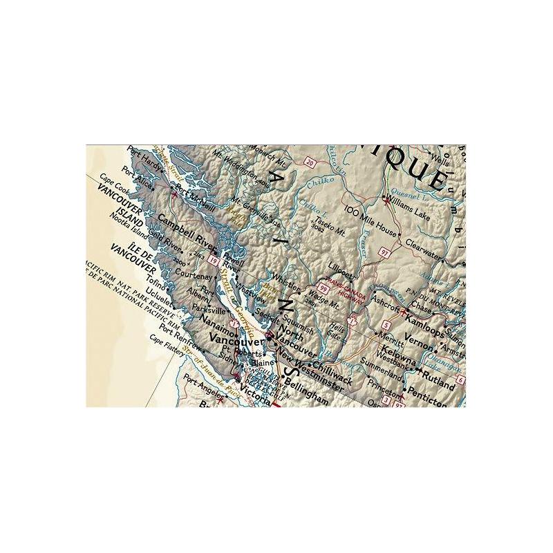 National Geographic Mapa antiguo, laminado de : Canadá