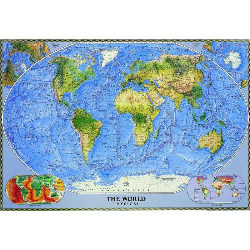 National Geographic Mapamundi Mapa del Mundo, físico, grande