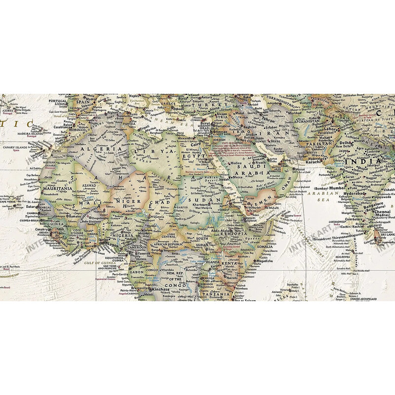 National Geographic Mapamundi Mapa del mundo, de diseño de antiguedad, grande