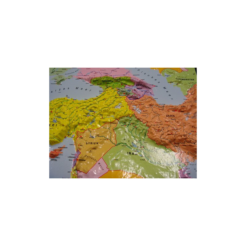geo-institut Mapamundi Mapa mundial de , mapa en relieve del mundo, línea Silver, político