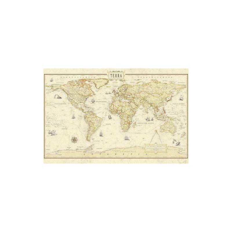 Terra by Columbus Mapamundi Mapa del mundo, de diseño de renacimiento