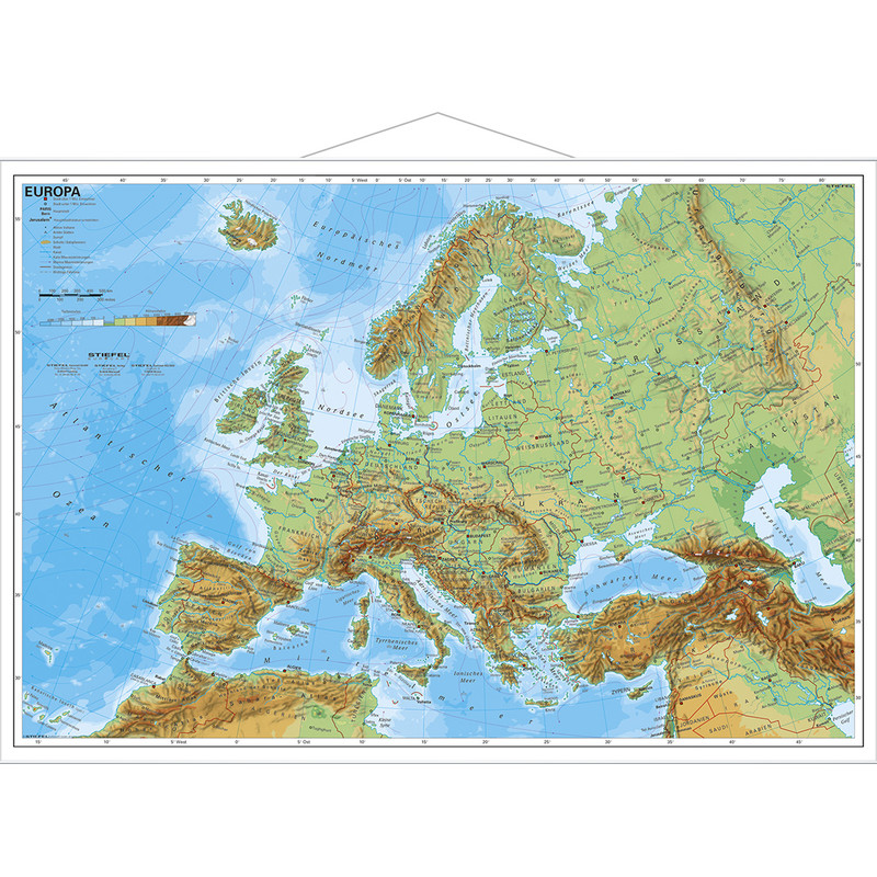 Stiefel Mapa físico de Europa