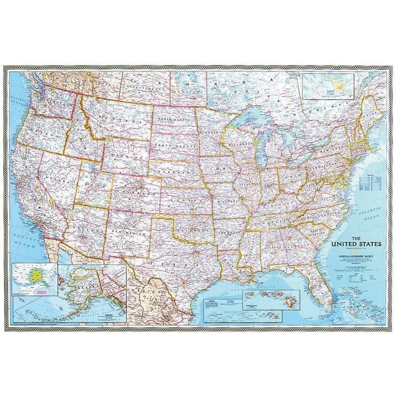 National Geographic Mapa de Estados Unidos, político, formato XXL