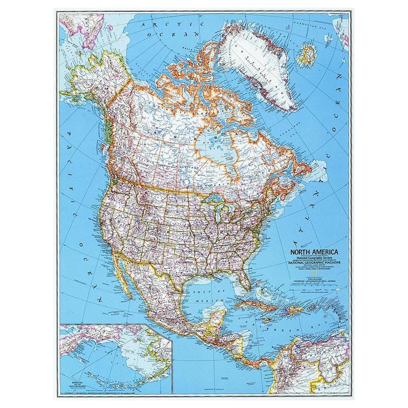National Geographic Mapa de Norteamérica, político, grande