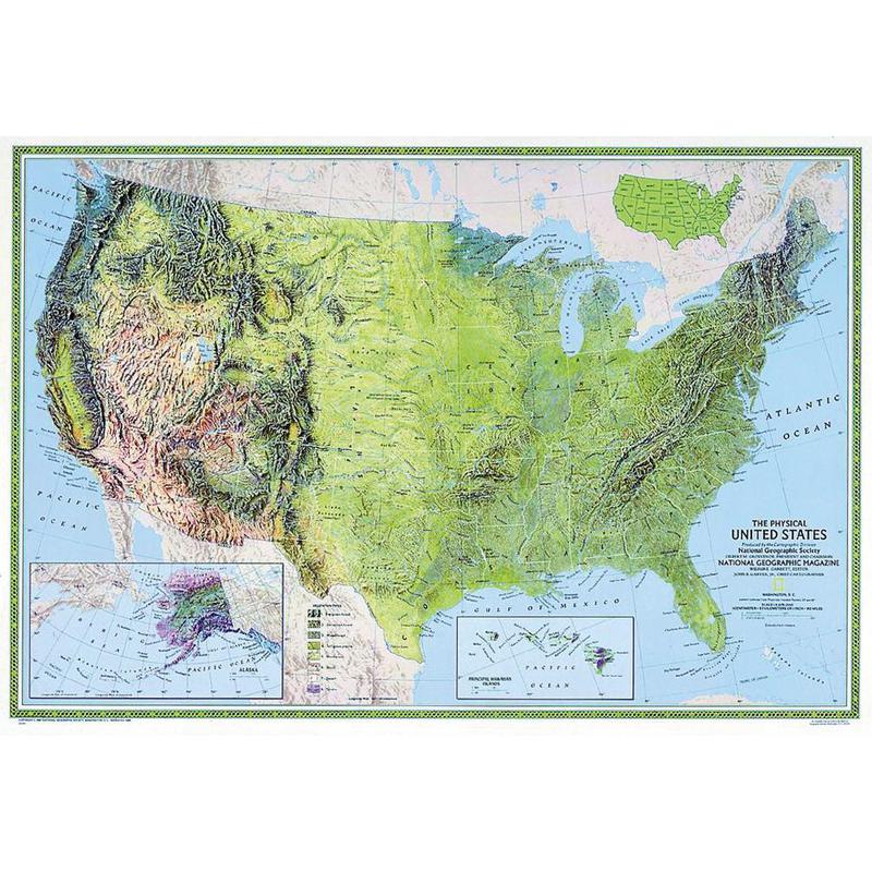National Geographic Mapa de Estados Unidos, físico