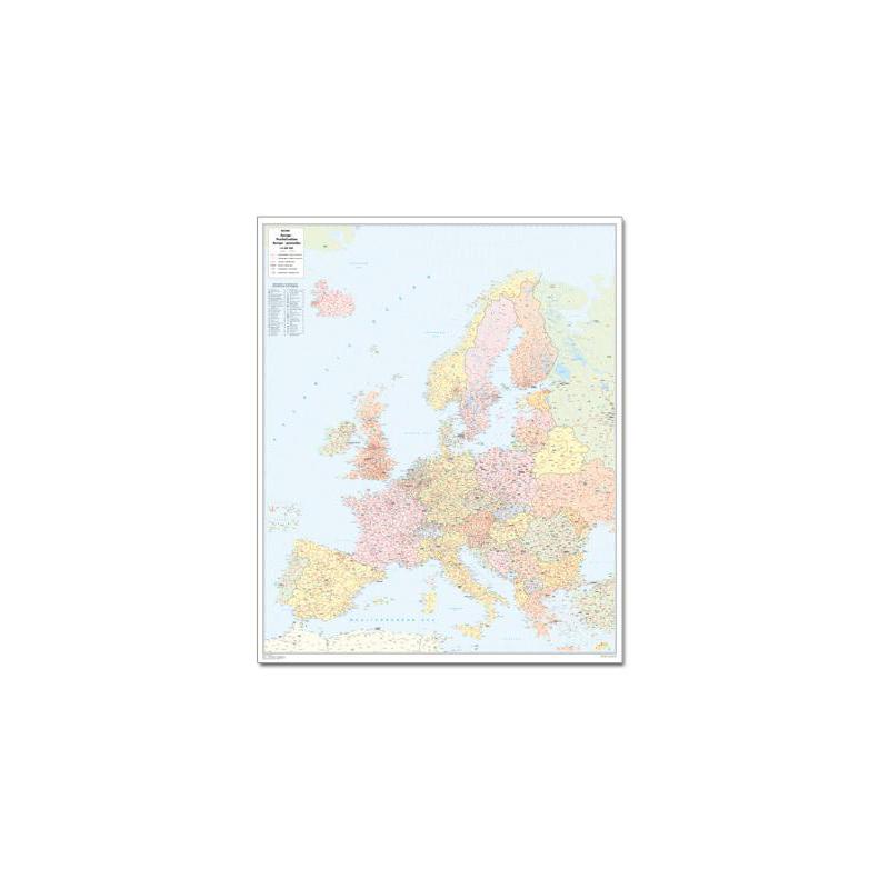 Bacher Verlag Mapa de Europa con códigos postales, grande