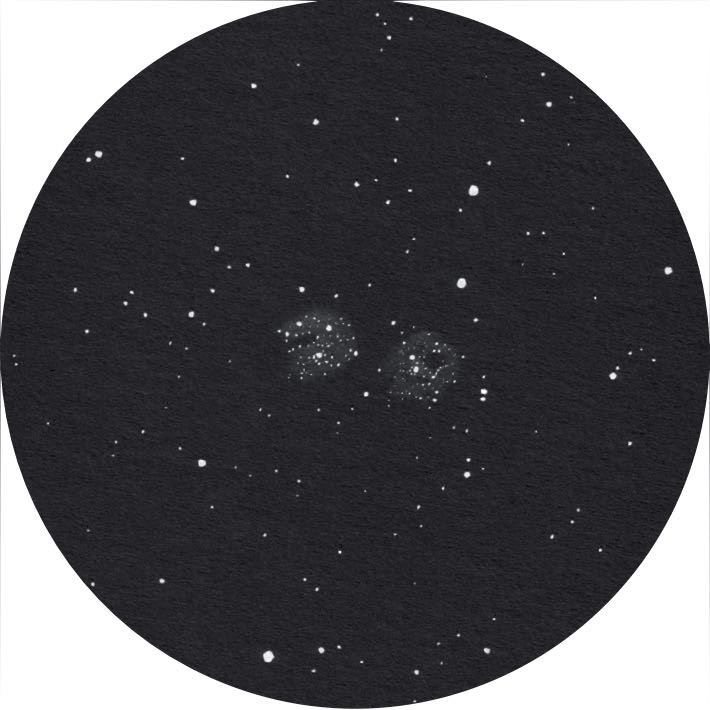 h y χ Persei a través de unos binoculares 20×125. Uwe Glahn