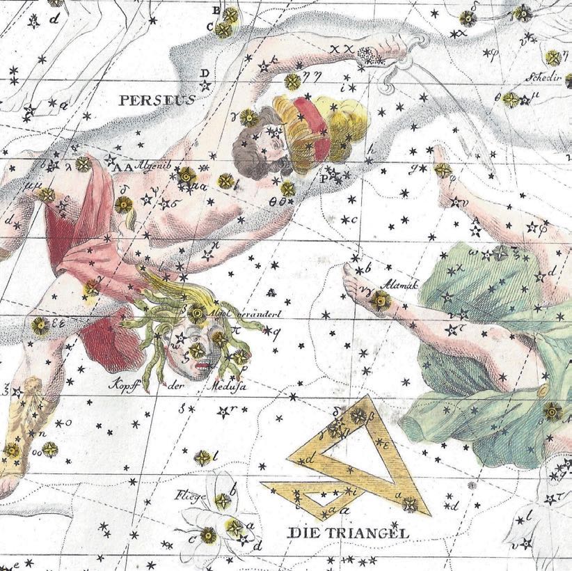 Algol en la lámina III del atlas estelar de Bode,
2.ª edición de 1805. K-P. Julius