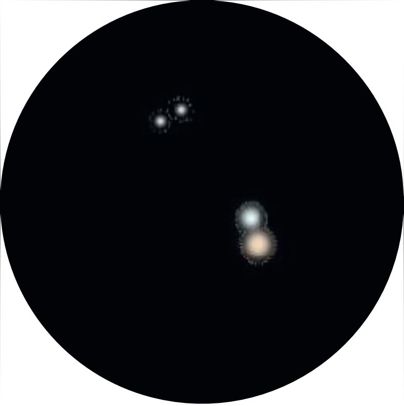 Imagen de ν Scorpii en el telescopio. D. Blane