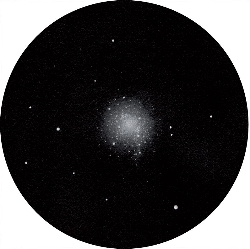 Imagen del cúmulo globular M10 tomada con un telescopio Newton de 4" a 48 aumentos. Peter Kiss