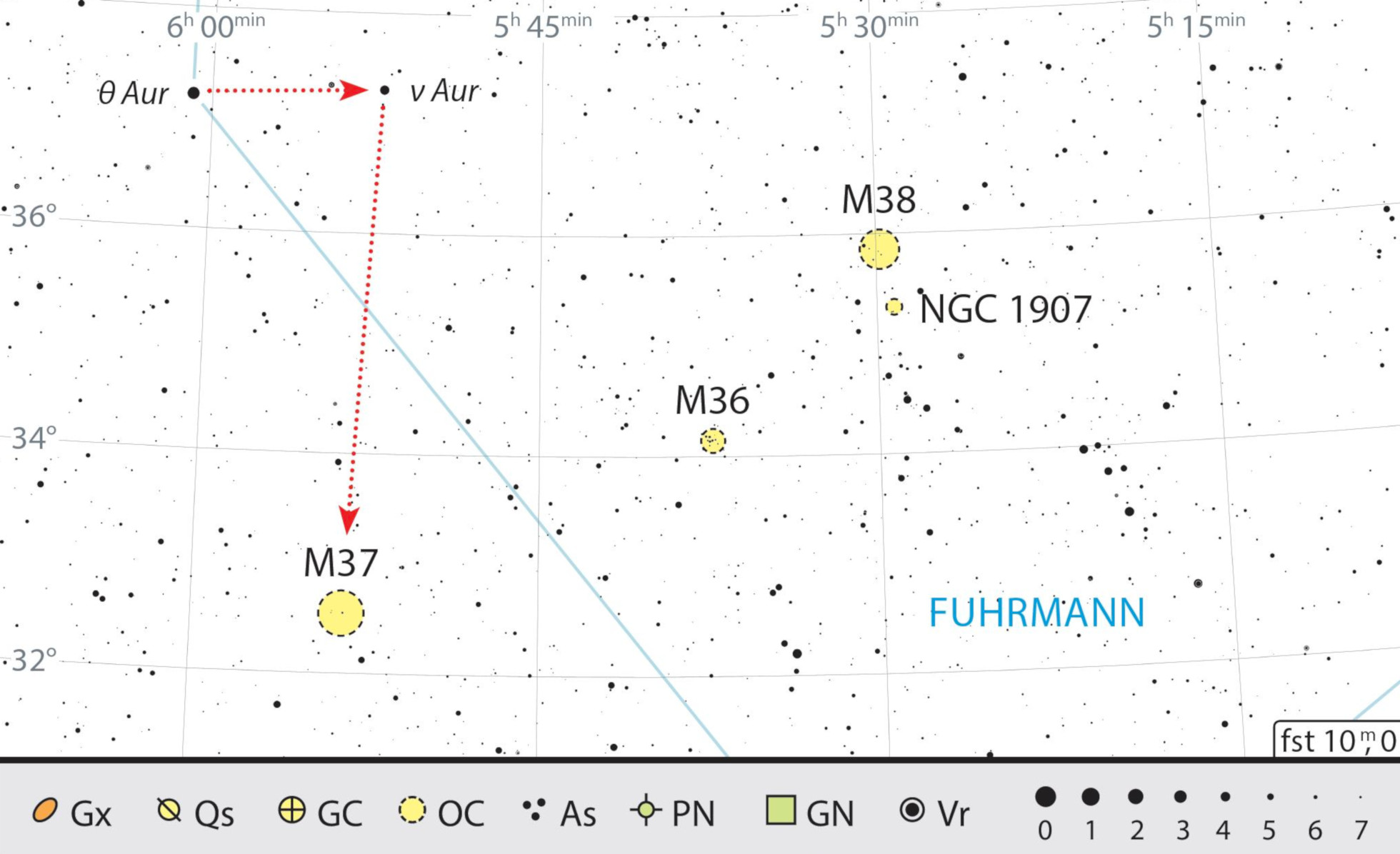 Mapa celeste de M37. J. Scholten