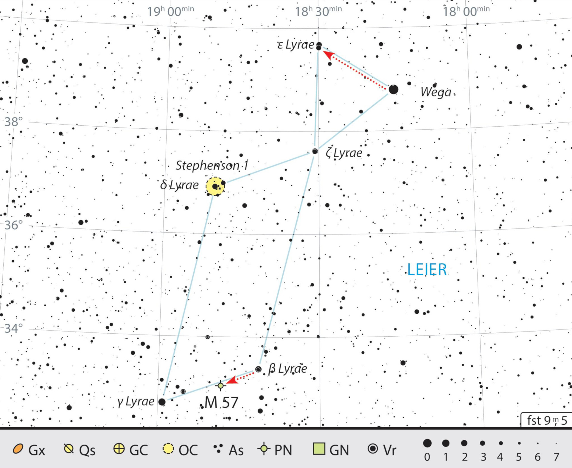 Todos los objetivos de esta ruta celeste para prismáticos son fáciles de encontrar gracias a la forma de paralelogramo de la constelación. J. Scholten