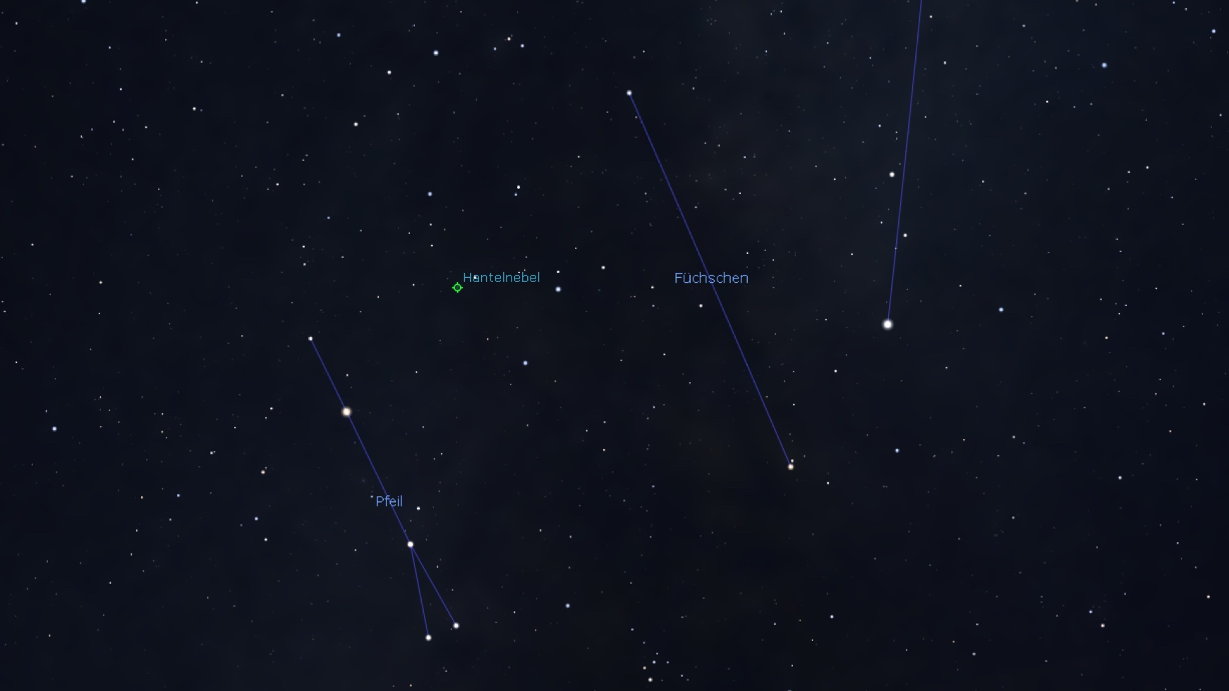 Mapa estelar para la Mancuerna, Stellarium