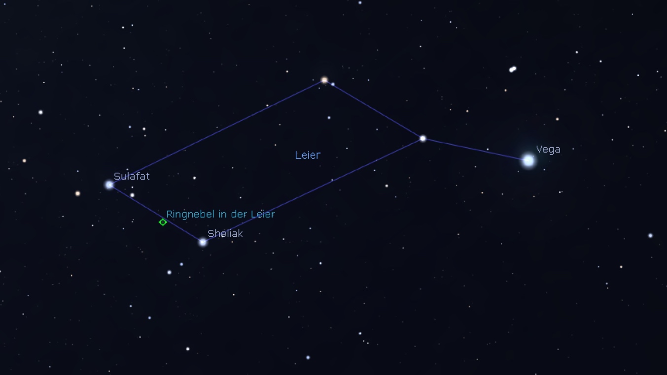 Mapa estelar para la nebulosa del Anillo, Stellarium