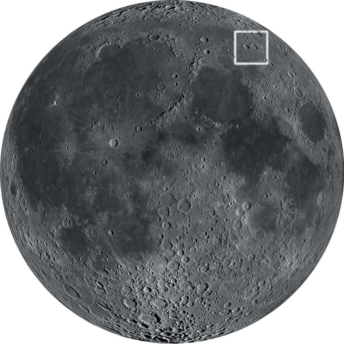 La atractiva pareja de cráteres está en el cuadrante noreste de la Luna. NASA/GSFC/Universidad Estatal de Arizona