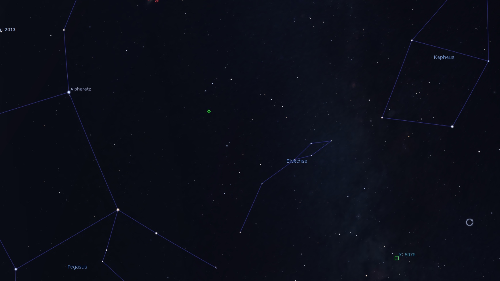 Mapa celeste para encontrar la Bola de Nieve Azul, Stellarium