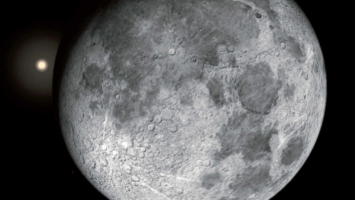 La estrella gigante roja Aldebarán poco antes de quedar  ocultada por la Luna el 31 de diciembre de 2017. Stellarium 