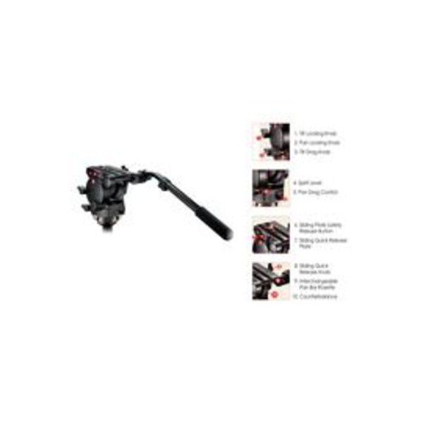 Manfrotto 526 Rótula de video Profi Fluid con semiesfera de 100mm y 357PLV