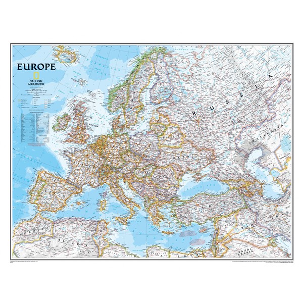 National Geographic Europa, mapa político, laminado