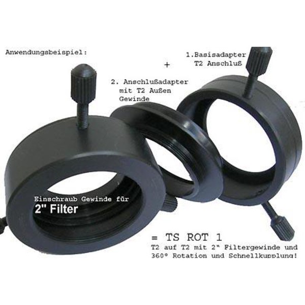 TS Optics Rotador Sistema de rotación T2 hembra (lado del telescopio) a T2 macho (lado de la cámara)