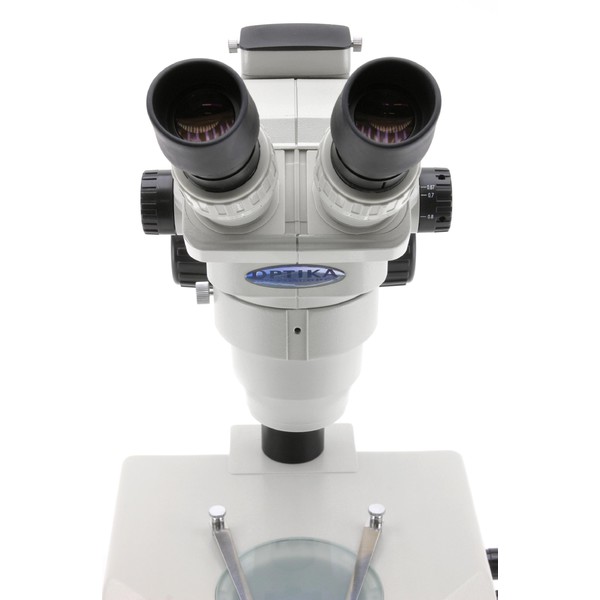 Optika   Microscopio estéreo de zoom binocular SZR-5, base con iluminación, 1 fuente de luz