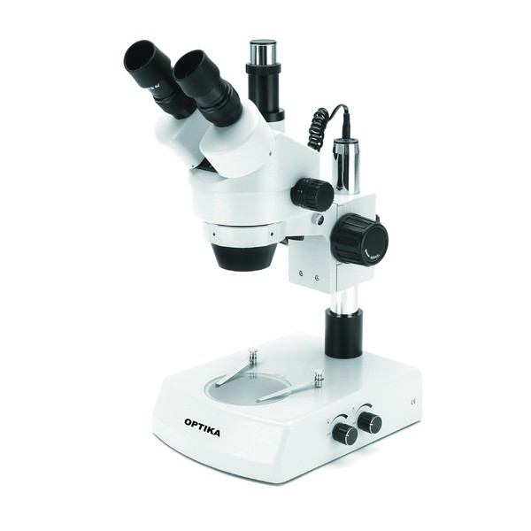 Optika   Microscopio estéreo de zoom trinocular SZM-2LED 7x-45x óptico y con luz incidente LED