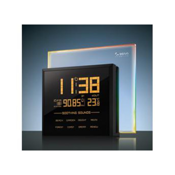 Oregon Scientific Estación meteorológica inalámbrica Reloj Rainbow Clock con radio FM y 8 melodías relajantes