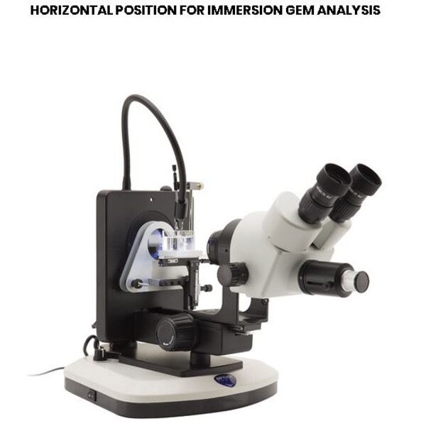 Optika Microscopio stereo zoom OPTIGEM-4, trinocular, gemología, trípode inclinable