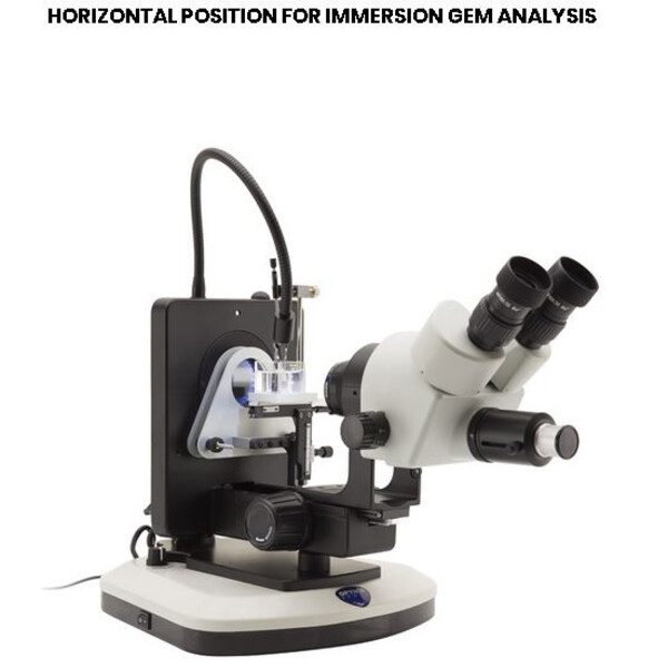 Optika Microscopio stereo zoom OPTIGEM-2, trinocular, gemología, trípode inclinable