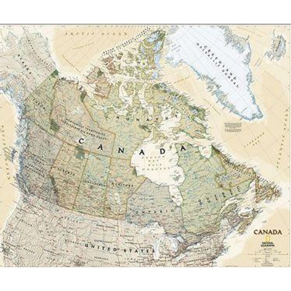 National Geographic Mapa antiguo, laminado de : Canadá