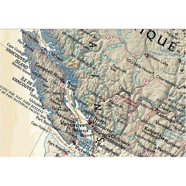 National Geographic Mapa antiguo, laminado de : Canadá
