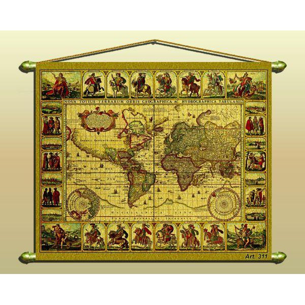 Zoffoli living Mapamundi Mapa de diseño de antiguedad (reproducción),  núm. 311/2