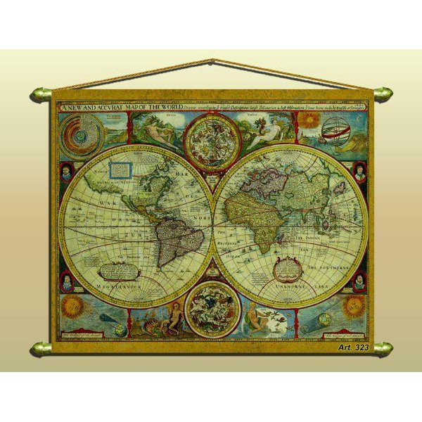 Zoffoli living Mapamundi Mapa de diseño de antiguedad (reproducción) núm. 323/2