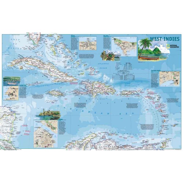 National Geographic Mapa regional Antillas, de dos caras