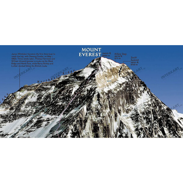 National Geographic Mapa regional Mount Everest, aniversario 50 - de dos caras