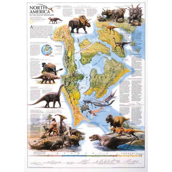 National Geographic Mapa regional Los dinosaurios de Norteamérica