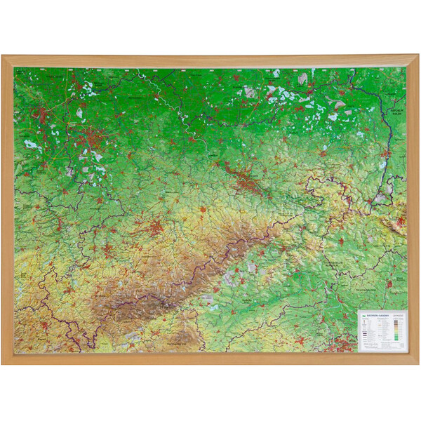 Georelief Mapa regional Sajonia