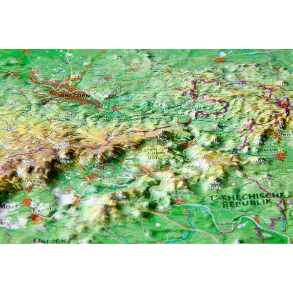 Georelief Mapa regional Sajonia