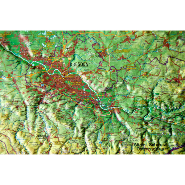 Georelief Mapa regional Sajonia