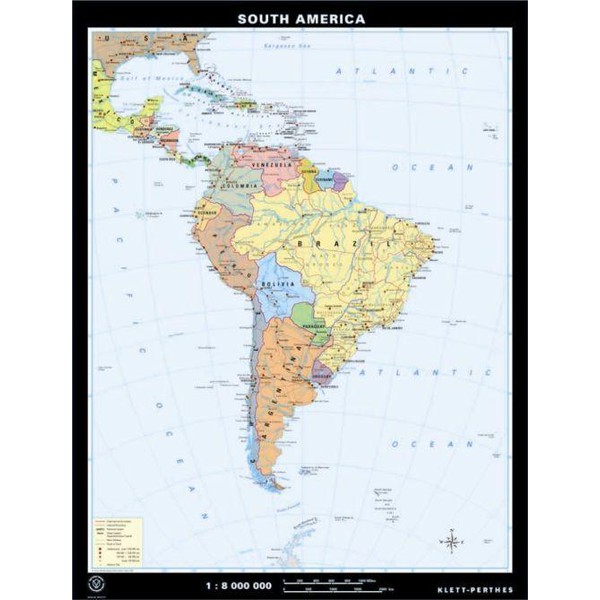 Klett-Perthes Verlag Mapa de Sudamérica, físico / político (ABW), de dos caras