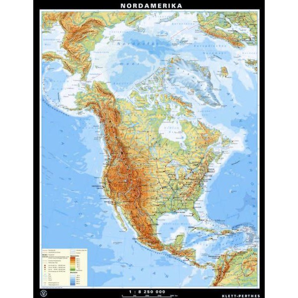 Klett-Perthes Verlag Mapa de Norteamérica, físico / político (P), de dos caras