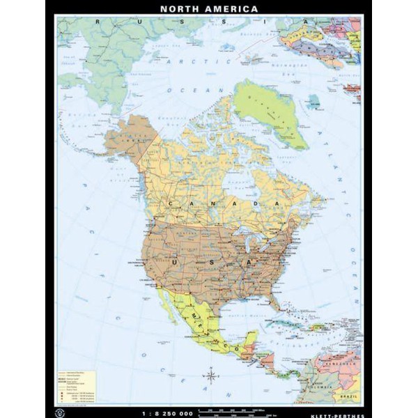 Klett-Perthes Verlag Mapa de Norteamérica, físico / político (P), de dos caras