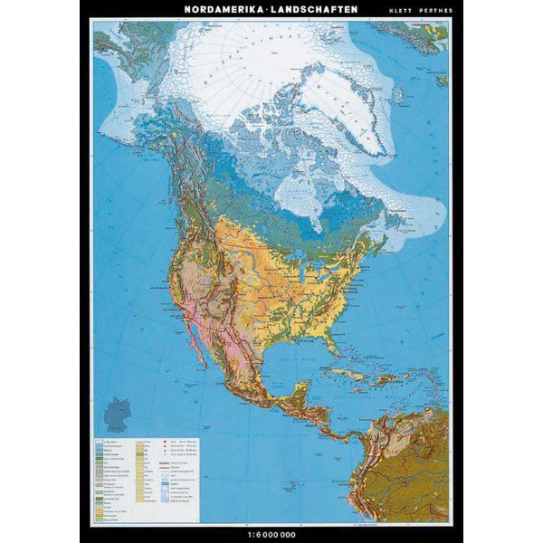 Klett-Perthes Verlag Mapa continental Norteamérica, paisajes